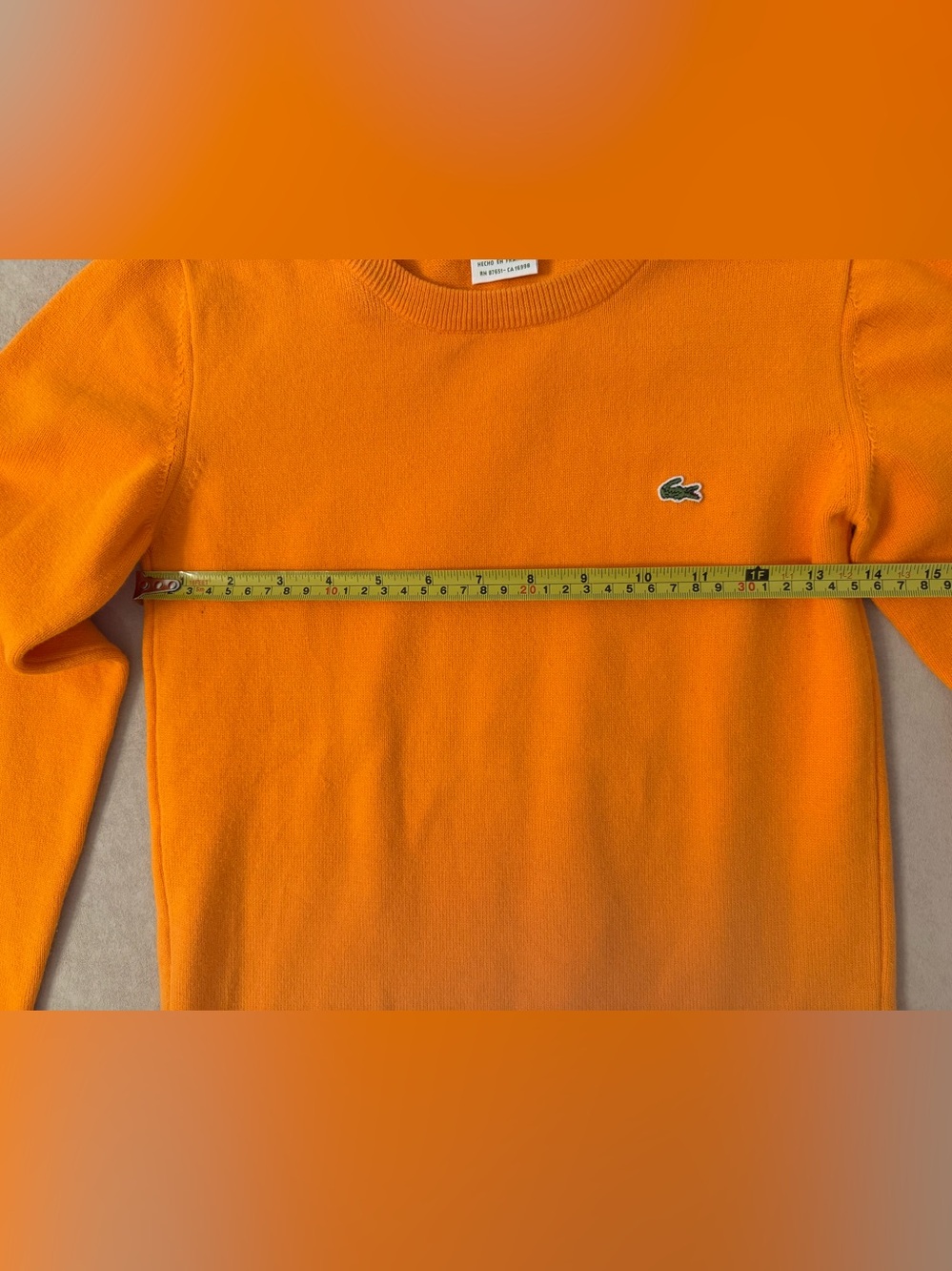 Vintage Collector Lacoste Made in France Orange Crewneck Knit Sweater XS-S FR 36 - Picture 9 of 17